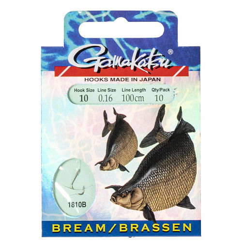 Крючки с поводком Gamakatsu Booklet BR. FEEDER 1810B разм. 10-0.16мм 100см 10шт.