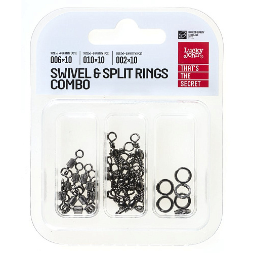 Вертлюги c кольцами заводными. LJ Pro Series SWIVEL & SPLIT RING COMBO Набор 30шт.