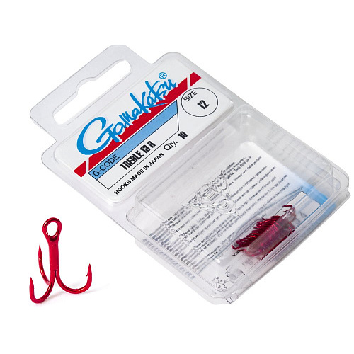 Крючки-тройники Gamakatsu 13R TREBLE HOOKS RED разм. 12 10шт.