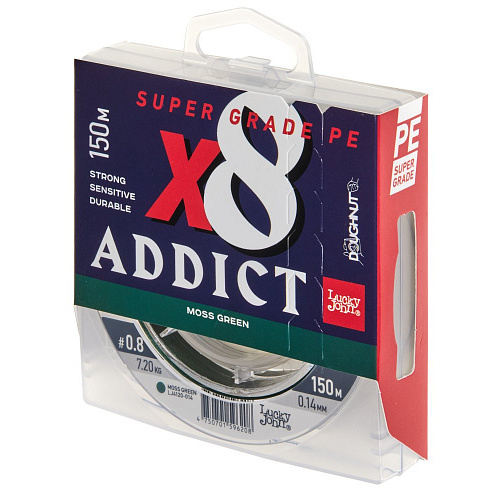 Шнур плетёный Lucky John Addict х8 BRAID Moss Green 150/014